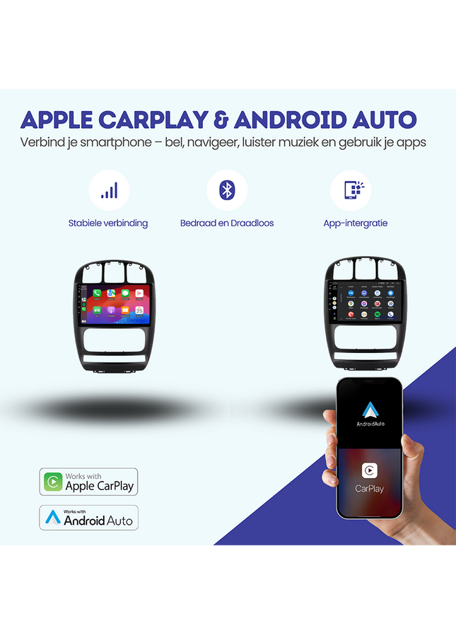 Chrysler Voyager CarPlay autoradio | 2000 t/m 2012 | Denago DNG-A278 | 9 inch | Android 13 | Draadloos CarPlay & Android Auto