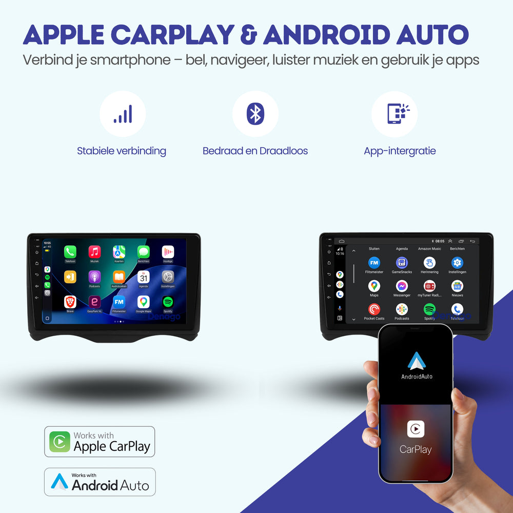 Citroën C2 CarPlay autoradio | 2002 t/m 2006 | Denago DNG-A457 | 9 inch | Android 13 | Draadloos CarPlay & Android Auto