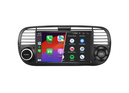 Denago Autoradio voor Fiat 500 - 2007 t/m 2015 - Apple Carplay & Android Auto - Android 13 - 7 inch - Zwart - Gratis Achteruitrijcamera