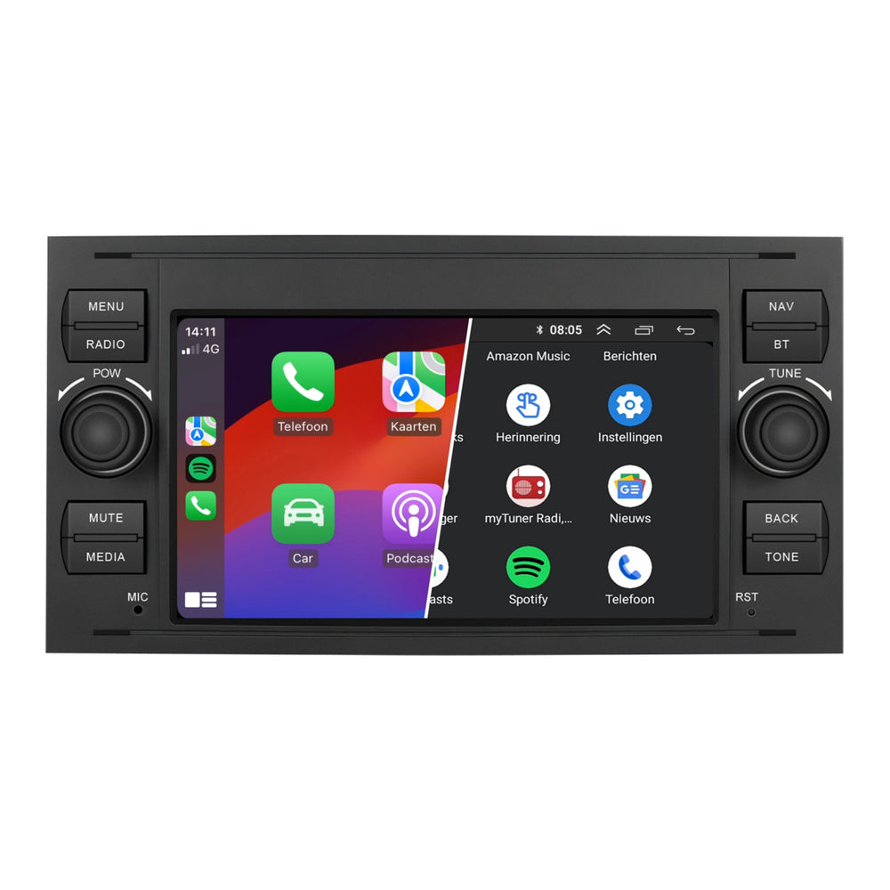 Ford | C-Max, Fiesta, Focus, Fusion, Galaxy, Kuga, S-Max, Transit, Transit Connect | 2003 to 2013 | Android 15 Car radio | 2GB RAM 64GB | CarPlay & Android Auto