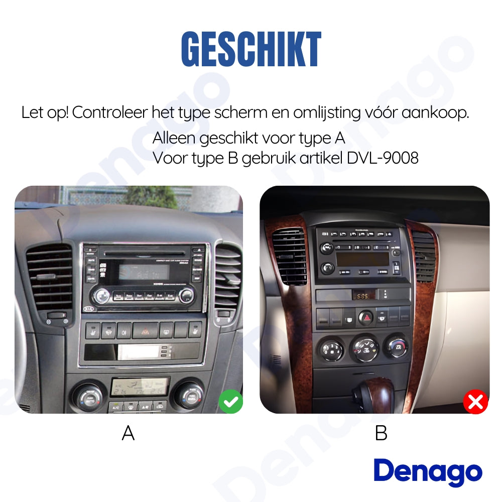 Radio de coche Kia Sorento CarPlay | 2002 a 2009 | Denago DNG-A135 | 9 pulgadas | Androide 13 | CarPlay inalámbrico y Android Auto