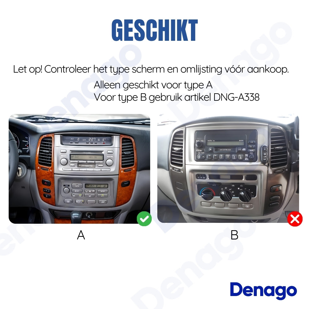 Radio para coche Toyota Land Cruiser 100 CarPlay | 2005 a 2007 | Denago DNG-A310 | 10 pulgadas | Androide 13 | CarPlay inalámbrico y Android Auto | Marco gris