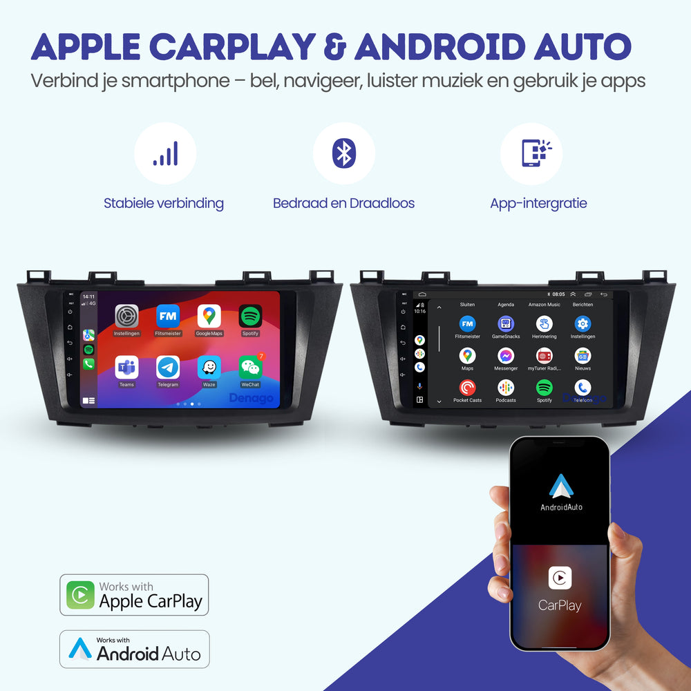 Mazda 5 CarPlay car radio | 2010 to 2015 | Denago DNG-A321 | 9 inches | Android 13 | Wireless CarPlay & Android Auto