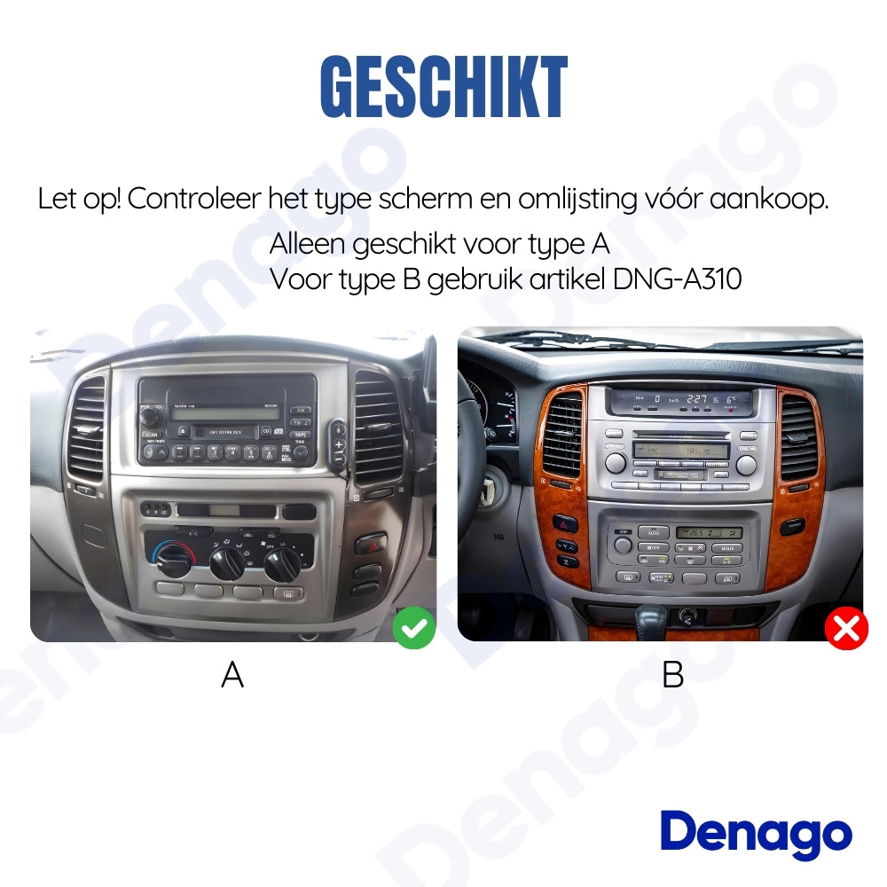 Radio para coche Toyota Land Cruiser LC100 CarPlay | 2005 a 2007 | Denago DNG-A338 | 9 pulgadas | Androide 13 | CarPlay inalámbrico y Android Auto
