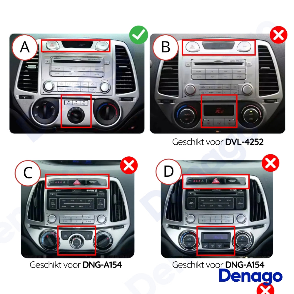 Radio de coche Hyundai i20 CarPlay | 2008 a 2014 | Denago DNG-A83 | 9 pulgadas | Androide 13 | CarPlay inalámbrico y Android Auto
