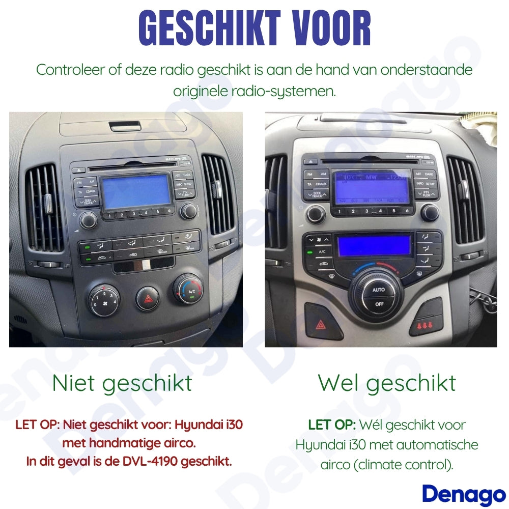 Radio de coche Hyundai i30 CarPlay | 2007 a 2012 | Denago DNG-A191 | 9 pulgadas | Androide 13 | CarPlay inalámbrico y Android Auto