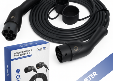 Davilon PowerCharge X – Type 2 naar Type 2 EV-laadkabel – 22 kW – 5 meter