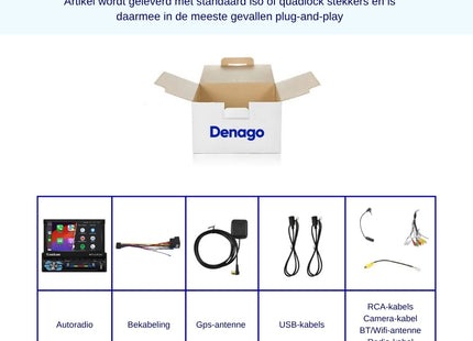Denago - 1Din Autoradio | Carplay & Android Auto | klapscherm