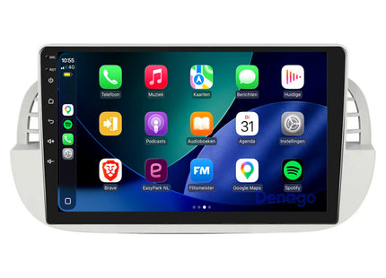 Fiat 500 CarPlay autoradio Wit | 2007 t/m 2015 | Denago DNG-A408 | 9 inch | Android 13 | Draadloos CarPlay & Android Auto