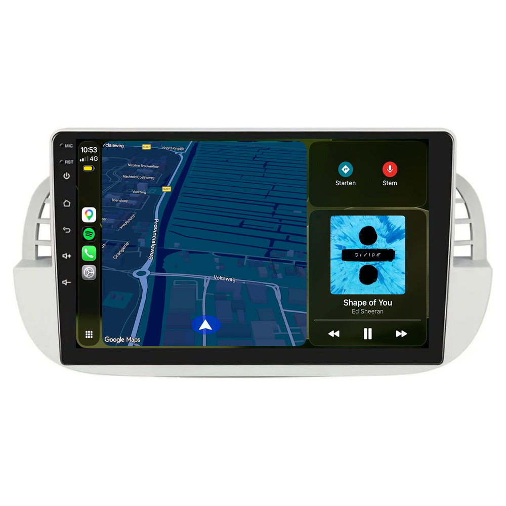 Fiat 500 | Android 13 | Car radio | 2007 to 2015 | CarPlay & Android Auto | White