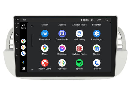 Fiat 500 | Android 13 | Autoradio | 2007 t/m 2015 | CarPlay & Android Auto | Wit