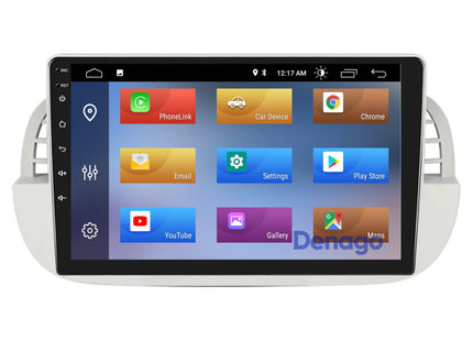Fiat 500 CarPlay autoradio Wit | 2007 t/m 2015 | Denago DNG-A408 | 9 inch | Android 13 | Draadloos CarPlay & Android Auto
