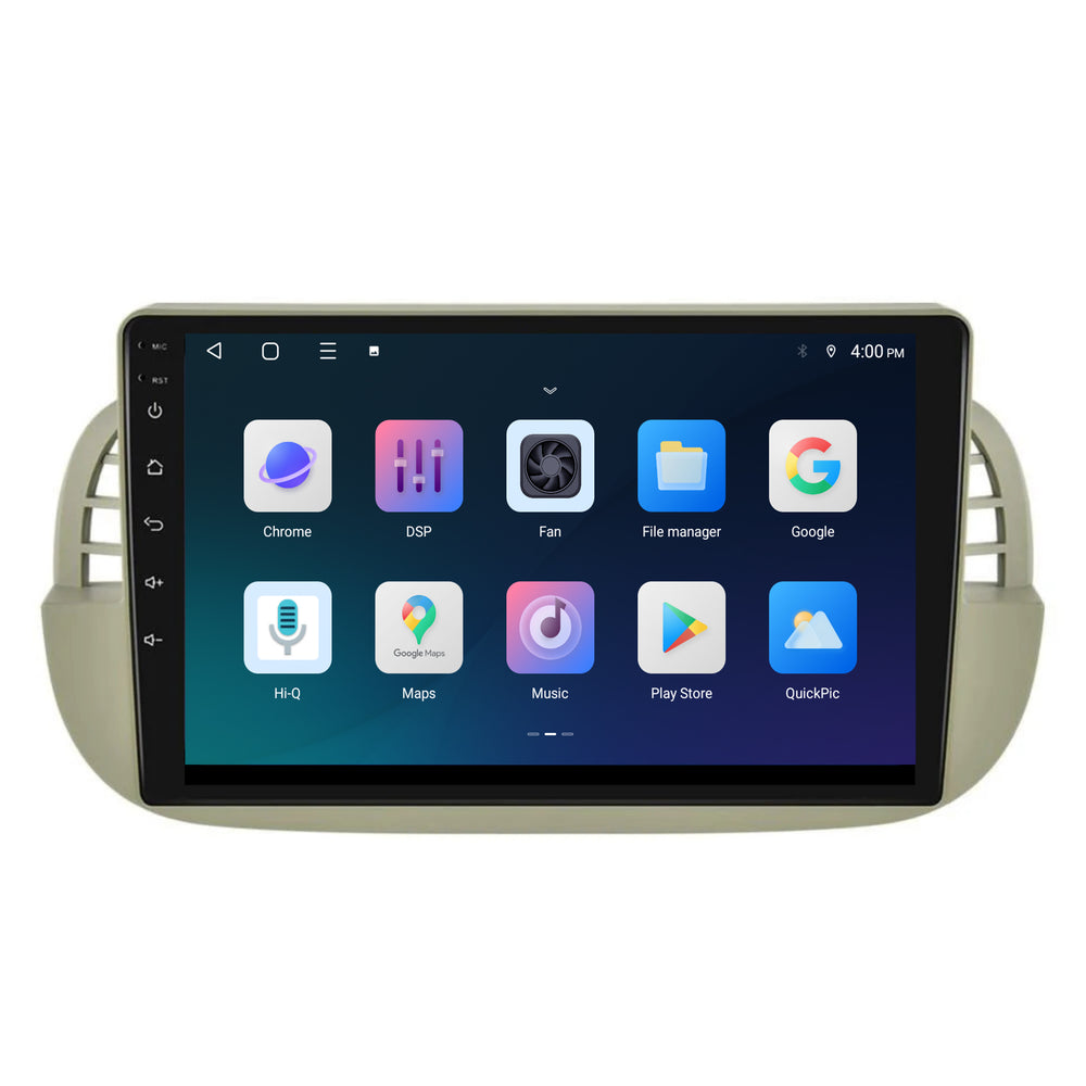 Fiat 500 | Android 15 | 9 inch Autoradio | 2007 t/m 2015 | CarPlay & Android Auto | Beige