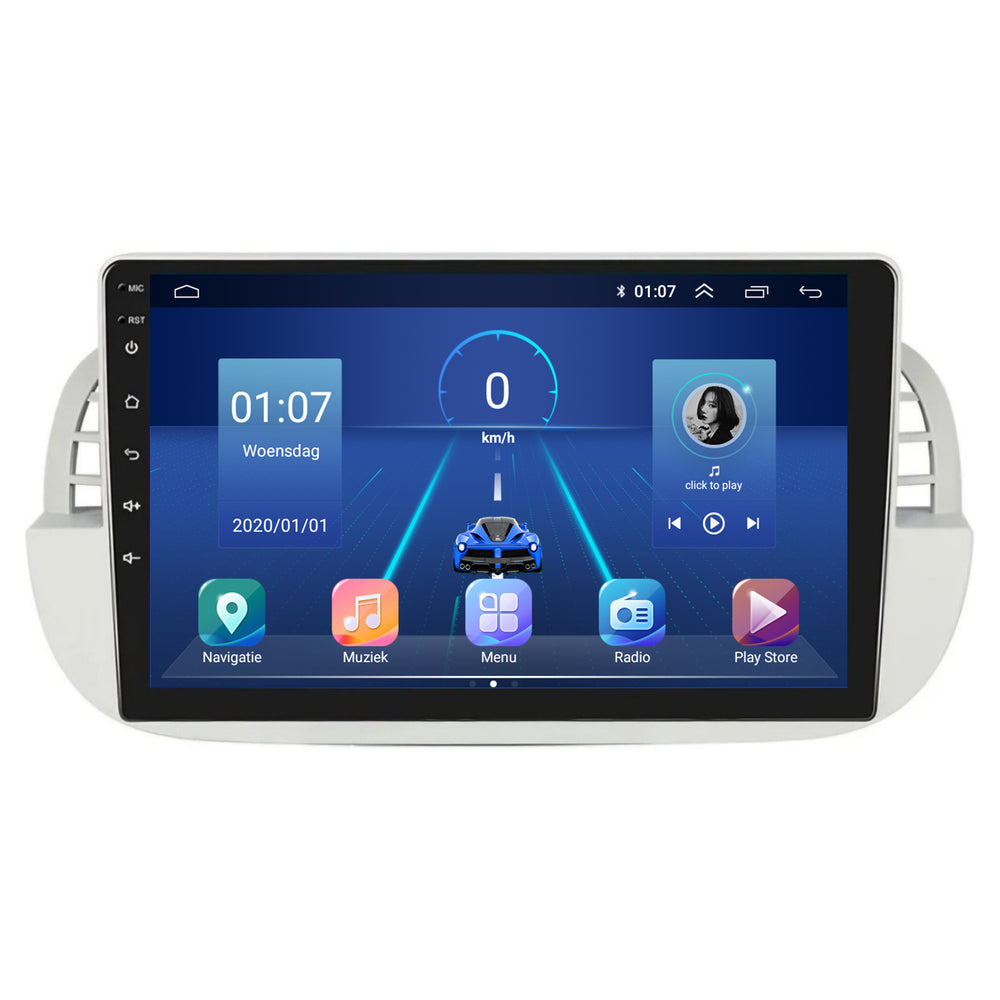 Fiat 500 | Android 13 | Car radio | 2007 to 2015 | CarPlay & Android Auto | White
