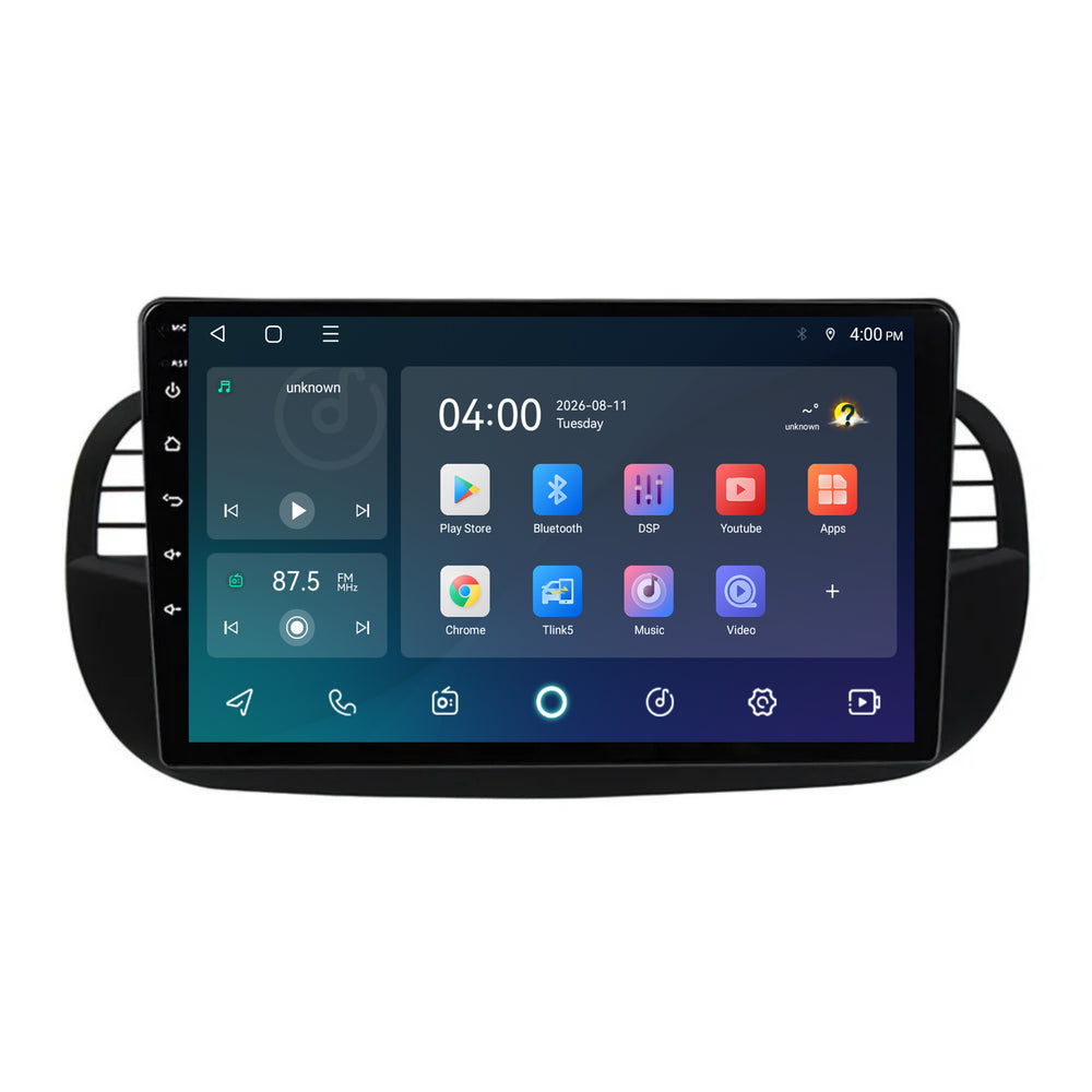 Fiat 500 | Android 15 | 9 inch Autoradio | 2007 t/m 2015 | CarPlay & Android Auto