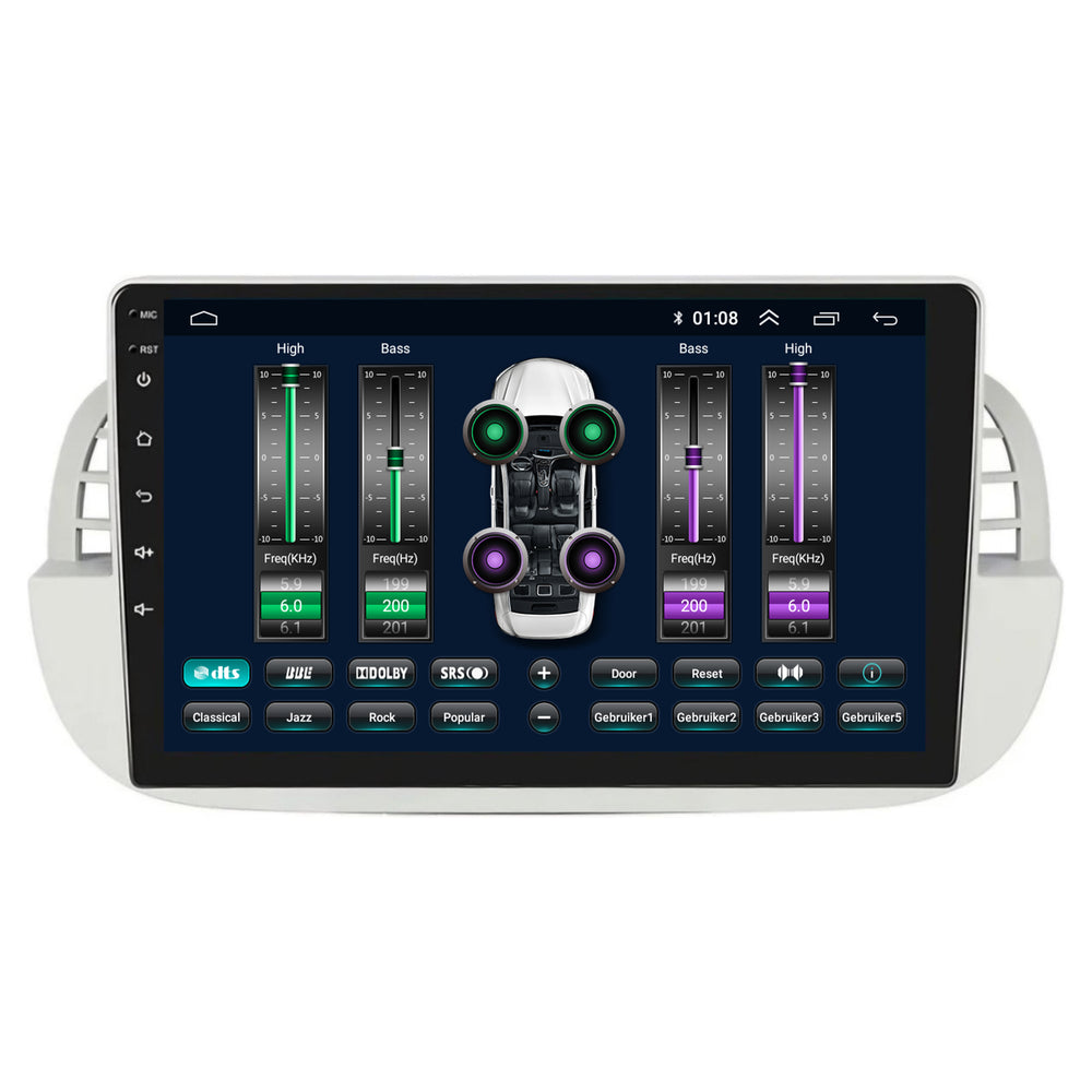 Fiat 500 | Android 13 | Car radio | 2007 to 2015 | CarPlay & Android Auto | White