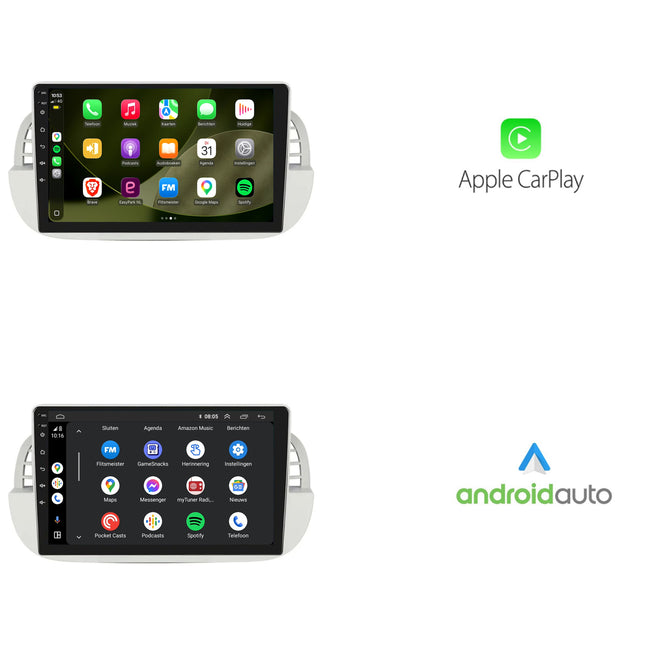 Fiat 500 | Android 13 | Autoradio | 2007 t/m 2015 | CarPlay & Android Auto | Wit
