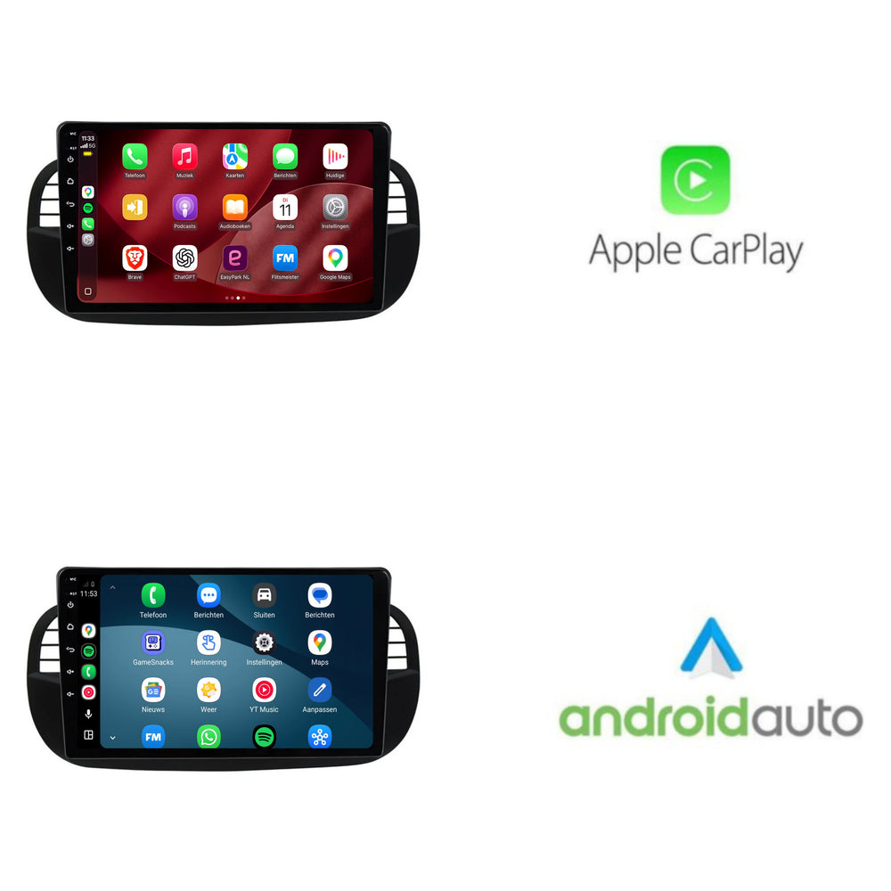 Fiat 500 | Android 15 | 9 inch Autoradio | 2007 t/m 2015 | CarPlay & Android Auto