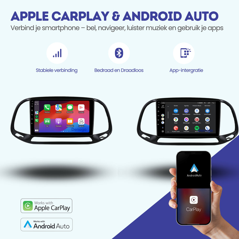 Fiat Doblo CarPlay car radio | 2015 to 2021 | Denago DNG-A327 | 9 inches | Android 13 | Wireless CarPlay & Android Auto