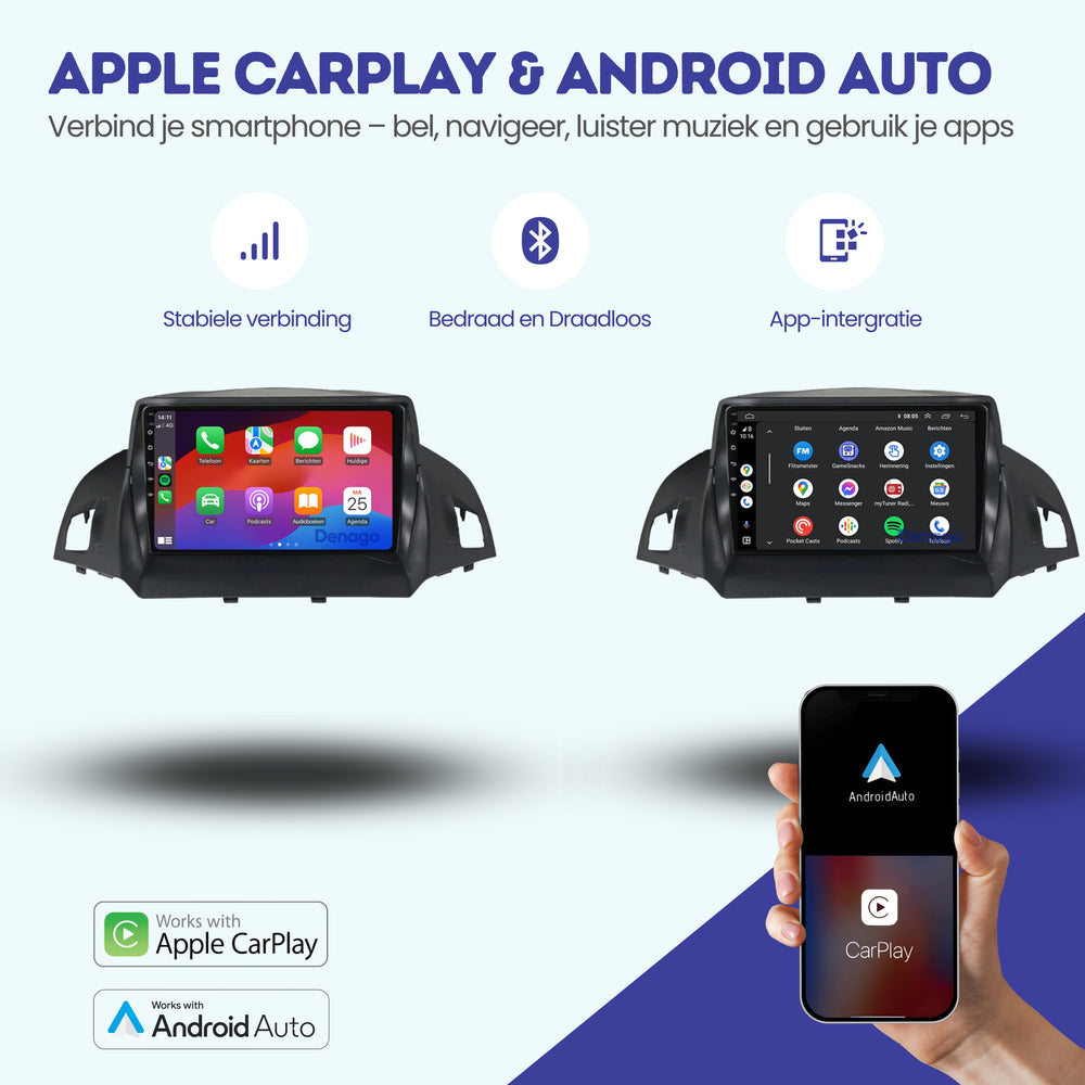 Ford Kuga CarPlay car radio | 2013 to 2017 | Denago DNG-A87 | 9 inches | Android 13 | Wireless CarPlay & Android Auto