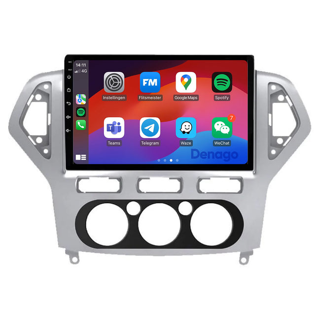Ford Mondeo CarPlay autoradio | 2003 t/m 2014 | Denago DNG-A96 | 9 inch | Android 13 | Draadloos CarPlay & Android Auto | Zilver frame