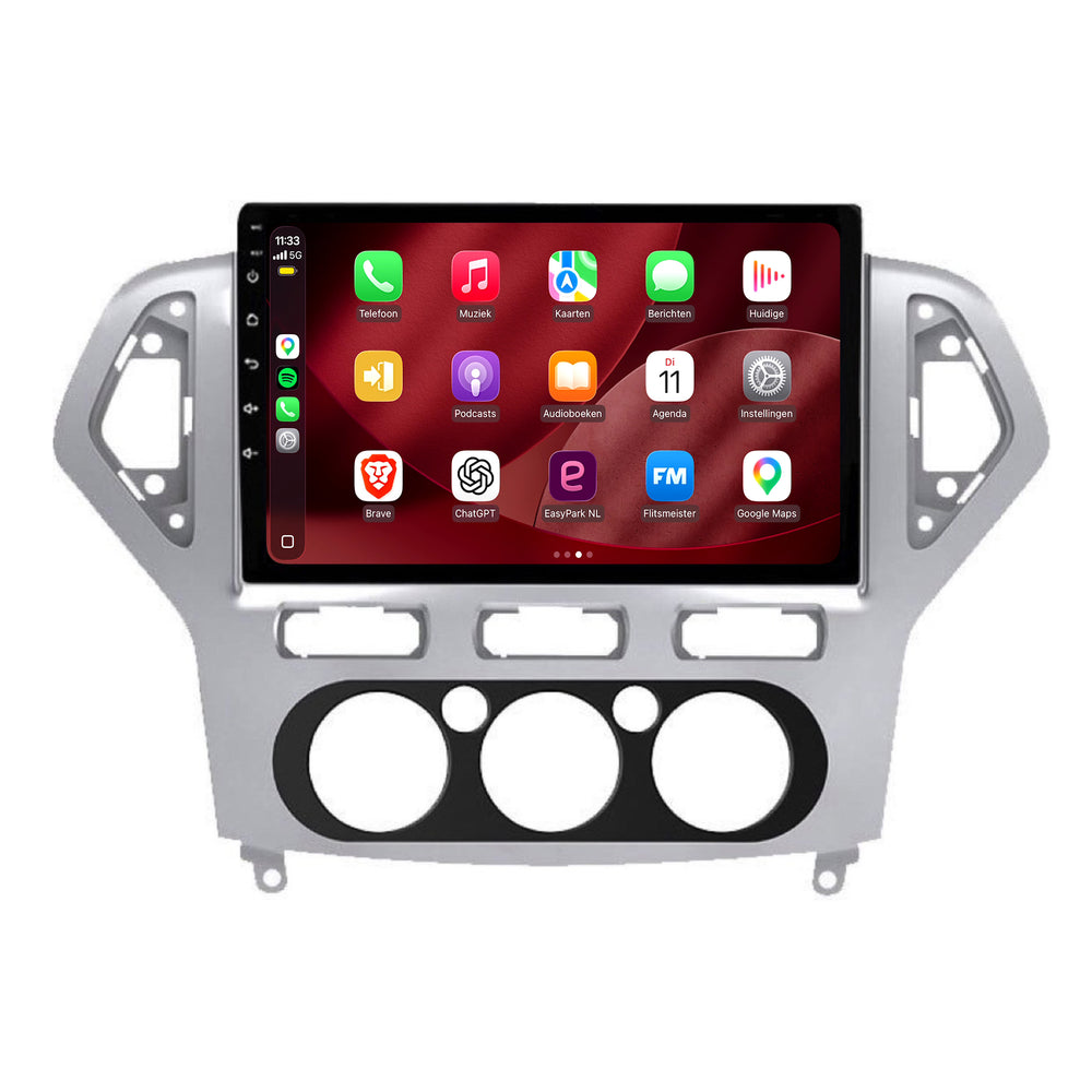 Ford Mondeo CarPlay- und Android Auto-Radio | 2007–2014 | 9 Zoll | Android 15 | CTX-7204 | Silberfarbener Rahmen