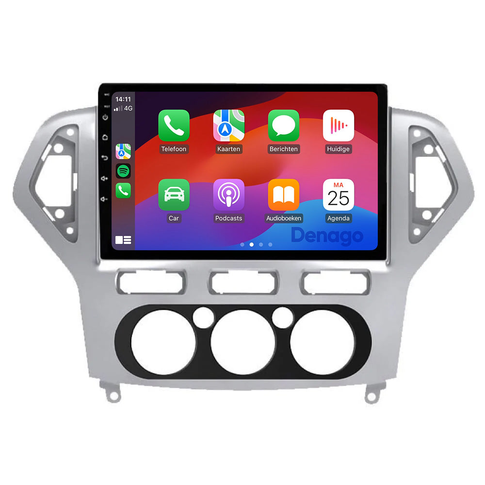 Ford Mondeo CarPlay autoradio | 2007 t/m 2014 | Denago DNG-A96 | 9 inch | Android 13 | Draadloos CarPlay & Android Auto | Zilver frame