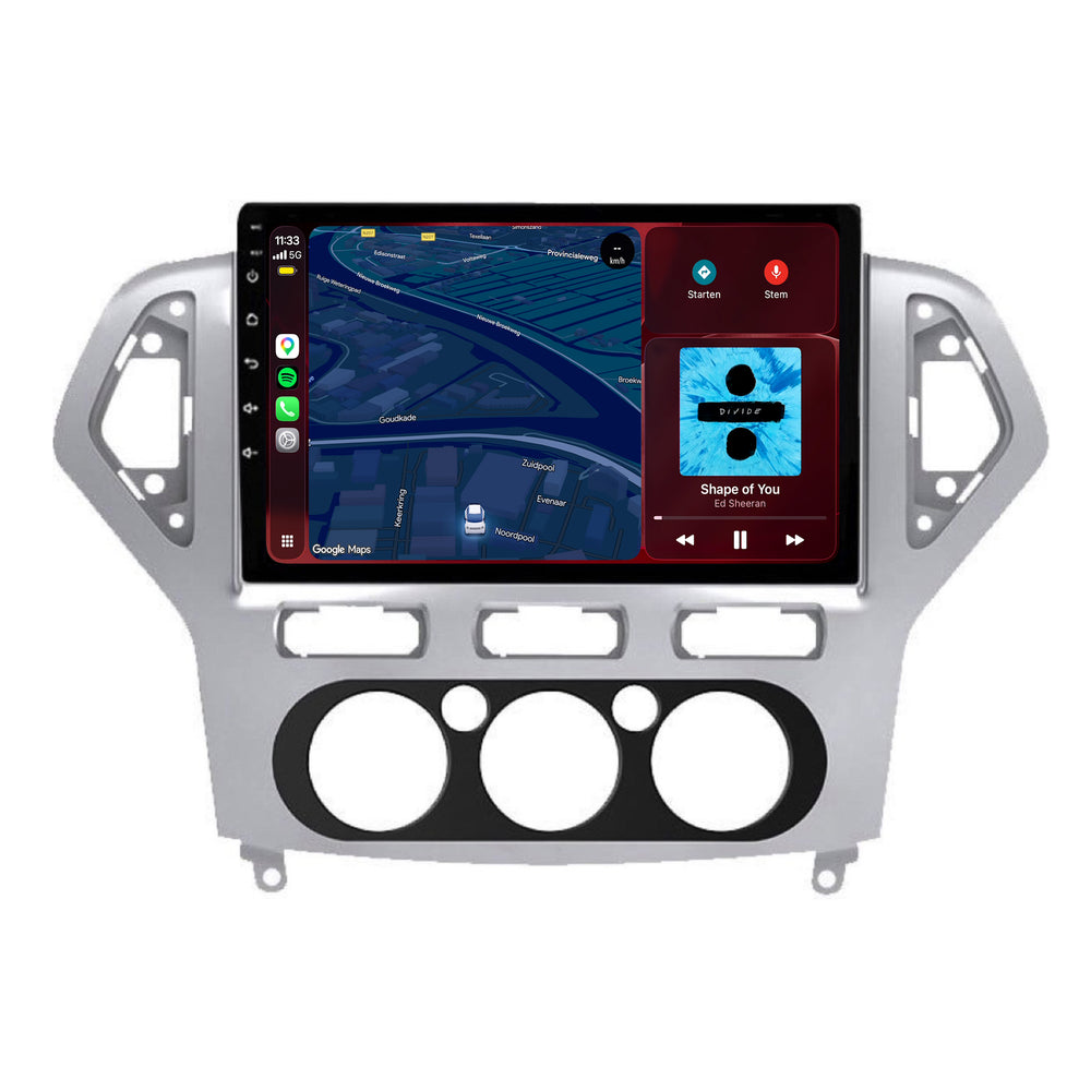 Ford Mondeo CarPlay- und Android Auto-Radio | 2007–2014 | 9 Zoll | Android 15 | CTX-7204 | Silberfarbener Rahmen