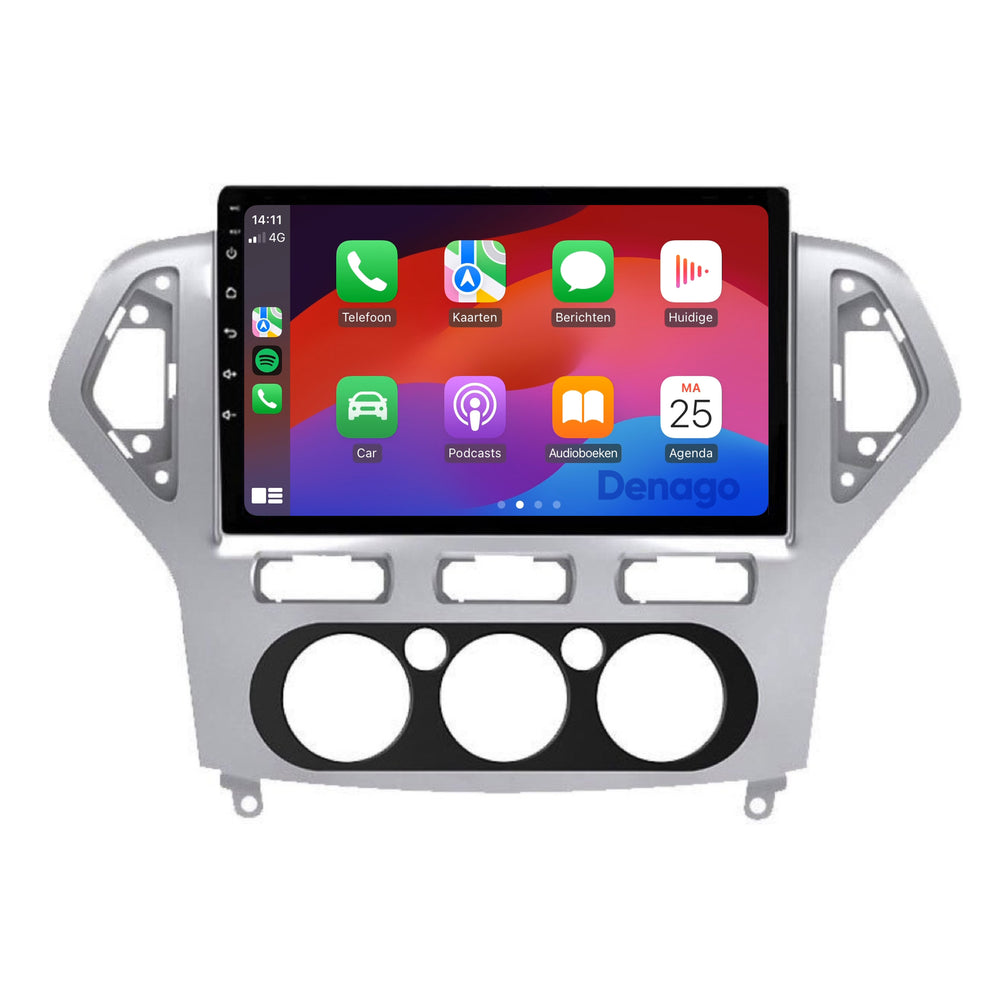 Autoradio Ford Mondeo compatible CarPlay | 2003 à 2014 | Denago DNG-A204 | Écran 9 pouces | Android 13 | CarPlay sans fil & Android Auto | Cadre argenté