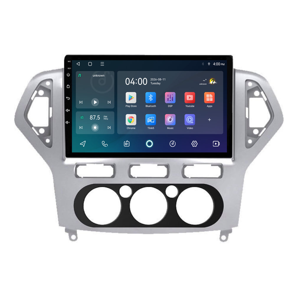 Ford Mondeo CarPlay- und Android Auto-Radio | 2007–2014 | 9 Zoll | Android 15 | CTX-7204 | Silberfarbener Rahmen
