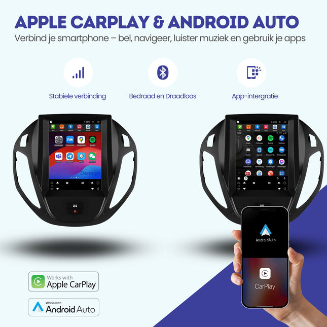 Ford Tourneo Courier CarPlay autoradio | 2012 t/m 2023 | Denago DNG-A438 | 9.7 inch Tesla Style | Android 13 | Draadloos CarPlay & Android Auto