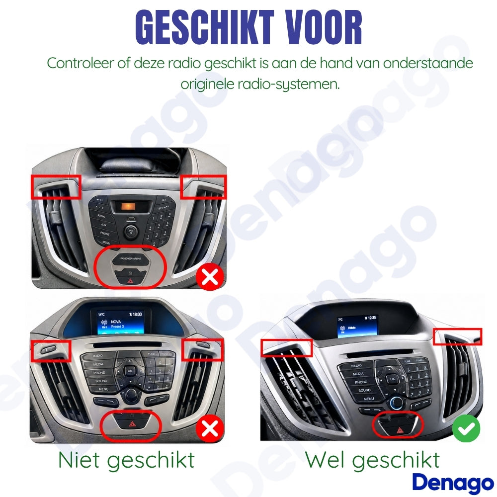 Ford Transit CarPlay autoradio | 2014 t/m 2021 | Denago DNG-A62 | 9 inch | Android 13 | Draadloos CarPlay & Android Auto