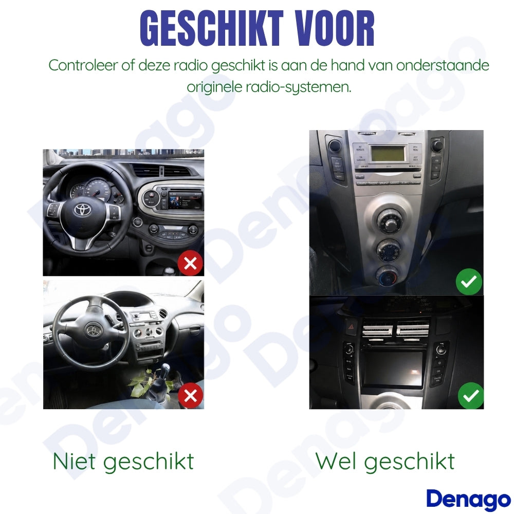 Toyota Yaris CarPlay autoradio | 2005 t/m 2012 | Denago DNG-A406 | 9 inch | Android 13 | Draadloos CarPlay & Android Auto