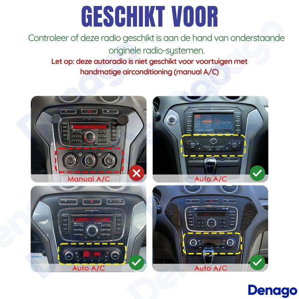 Ford Mondeo Mk4 CarPlay autoradio | 2007 t/m 2014 | Denago DNG-A431 | 9 inch Tesla Style | Android 13 | Draadloos CarPlay & Android Auto