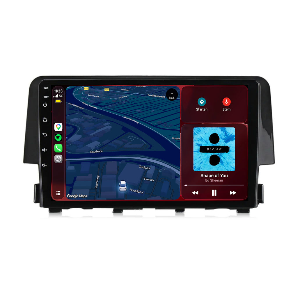 Honda Civic CarPlay & Android Auto radio | 2016 t/m 2021 | 9 inch | Android 15 | CTX-7114