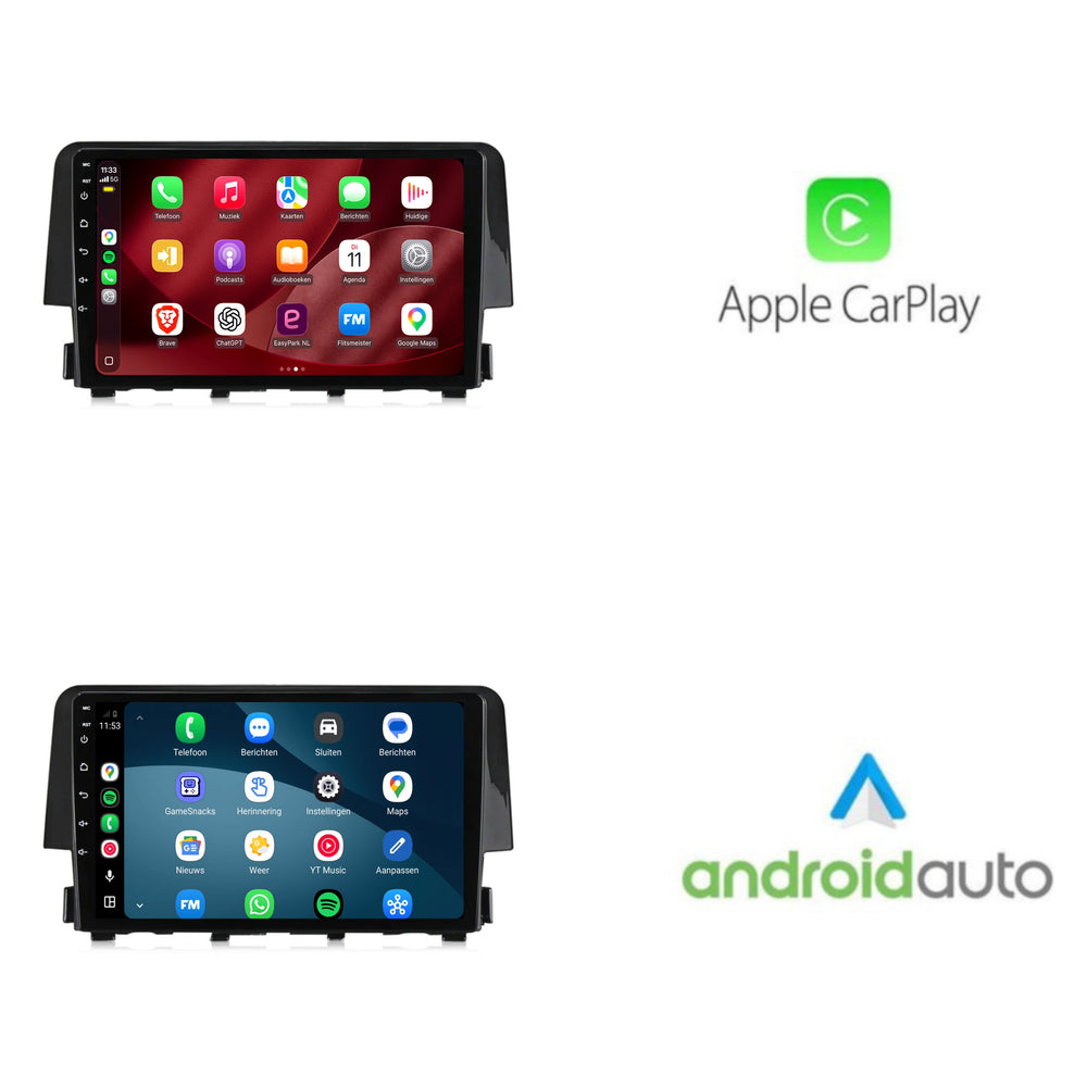 Honda Civic CarPlay & Android Auto radio | 2016 t/m 2021 | 9 inch | Android 15 | CTX-7114