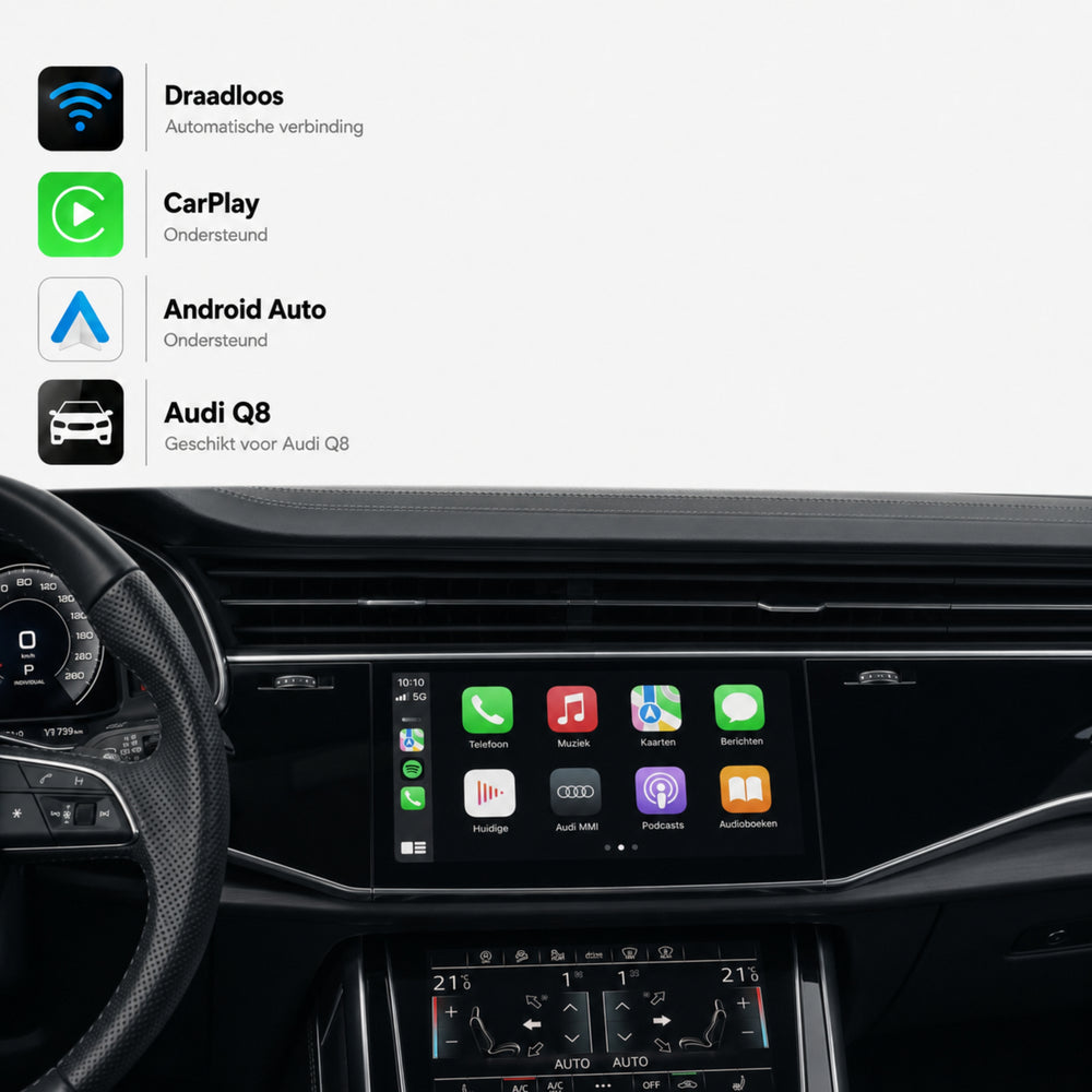 Audi Q8, Audi SQ8 en Audi RSQ8 | 2018 t/m 2026 | CarPlay & Android Auto Box | MIB3