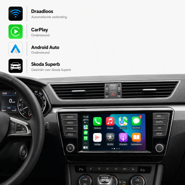 Škoda Superb | 2015 t/m 2021 | CarPlay & Android Auto Box | MIB