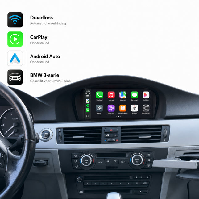 Boîte Davilon CarPlay et Android Auto | Convient pour BMW Série 3 | 2005 à 2008