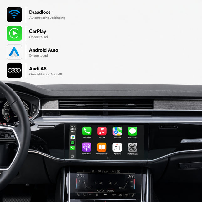 Audi A8 en Audi S8 | 2018 t/m 2025 | CarPlay & Android Auto Box | MIB3