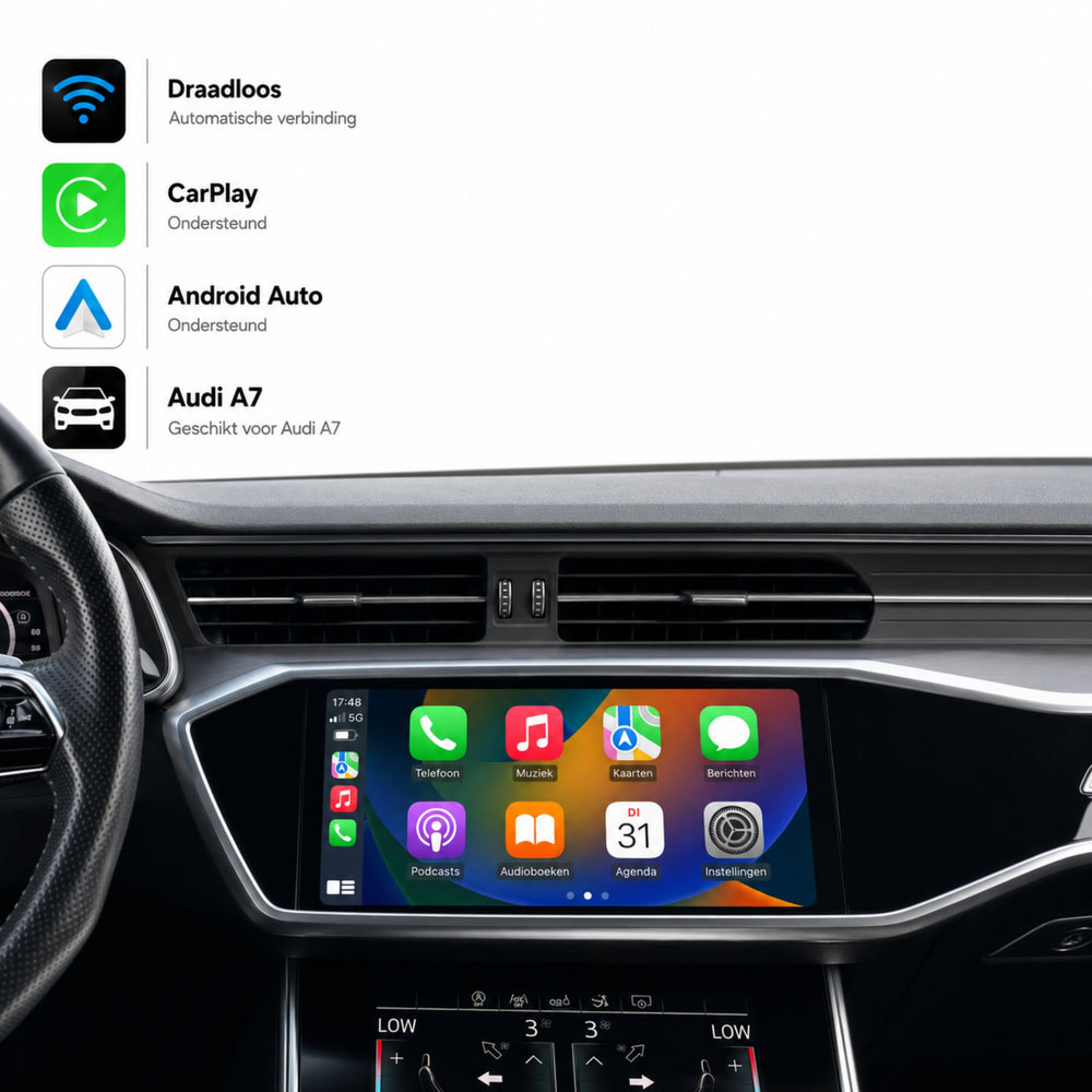 Audi A7, Audi S7 en Audi RS7 | 2018 t/m 2025 | CarPlay & Android Auto Box | MIB3
