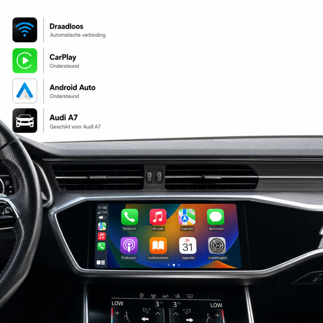 Audi A7, Audi S7 en Audi RS7 | 2018 t/m 2025 | CarPlay & Android Auto Box | MIB3