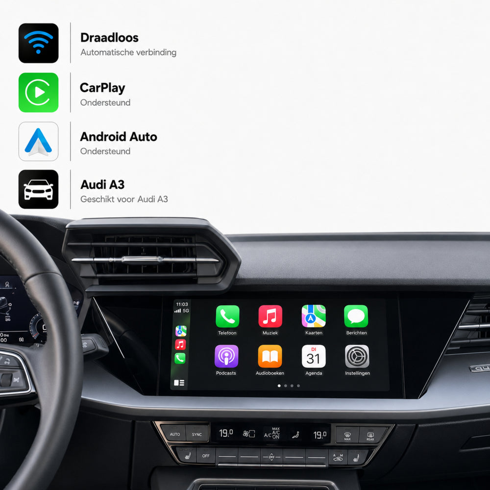 Audi A3, Audi S3 en Audi RS3 | 2020 t/m 2026 | CarPlay & Android Auto Box | MIB3