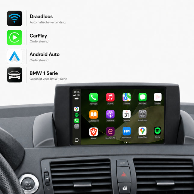 Boîte Davilon CarPlay et Android Auto | Convient pour BMW Série 1 | 2004 à 2009