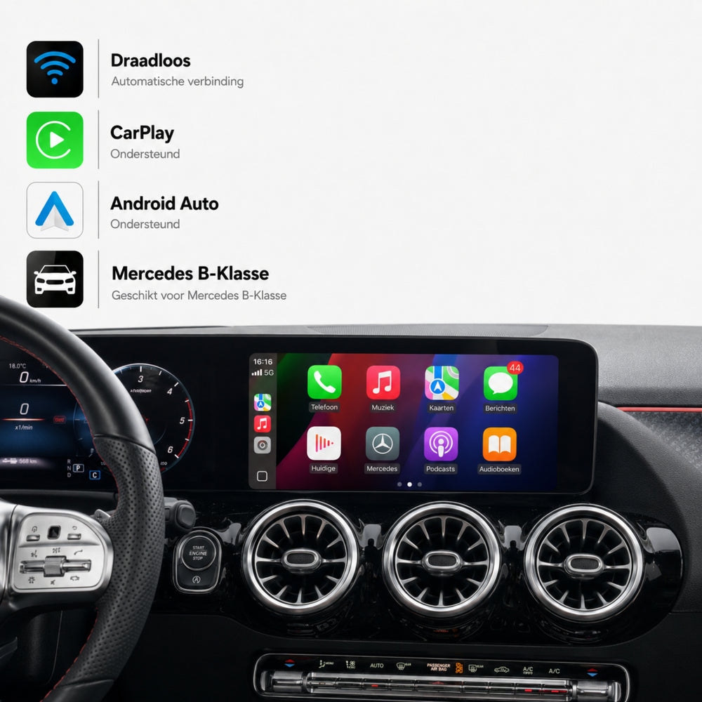 Mercedes B-Klasse W247 | 2019 t/m 2026 | CarPlay & Android Auto Box | NTG 6.0 (MBUX)