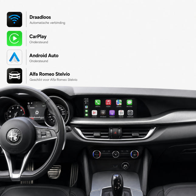 Alfa Romeo Stelvio | 2017 t/m 2020 | CarPlay & Android Auto Box | U-Connect