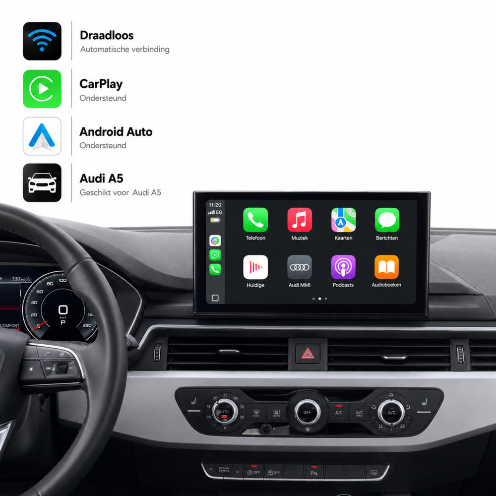 Audi A5, Audi S5 en Audi RS5 | 2020 t/m 2024 | CarPlay & Android Auto Box | MIB3