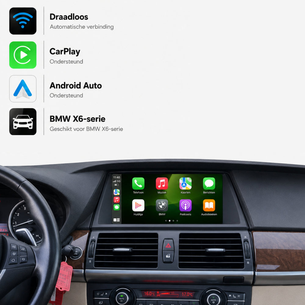 Davilon CarPlay y Android Auto Box | Adecuado para BMW X6 | 2009 a 2013