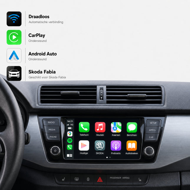 Skoda Fabia | 2015 t/m 2021 | CarPlay & Android Auto Box | MIB