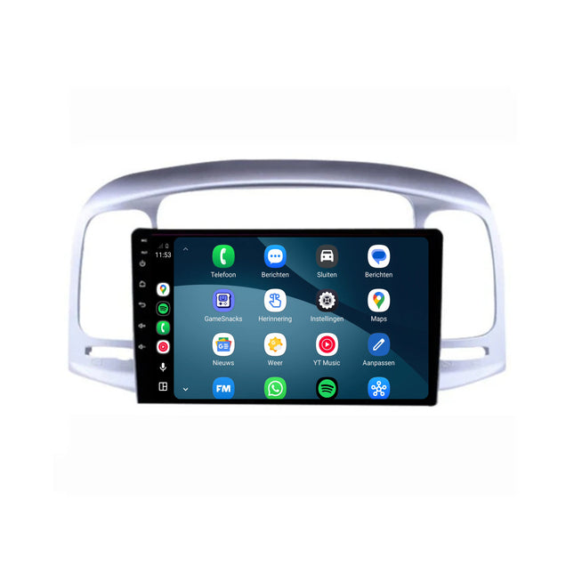 Hyundai Accent-radio med CarPlay & Android Auto | 2007 til 2011 | 9 inch | Android 15 | Sølv | CTX-7174